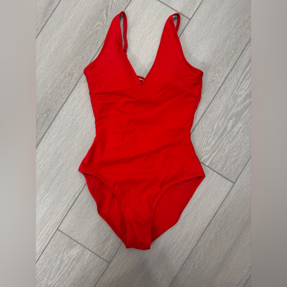 TA3 Red Plungey One-Piece Swimsuit